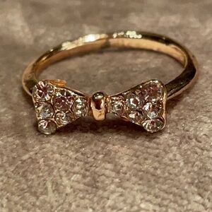 Sale Dainty Cz Diamond Bow Ring Goldtone 6.75